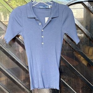 Polo by Ralph Lauren Ribbed Blue Button Down Shirt